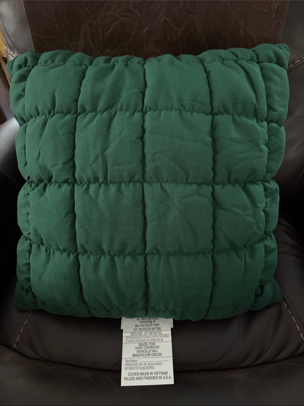 Room Essentials Quilted Forest Green Throw Pillow